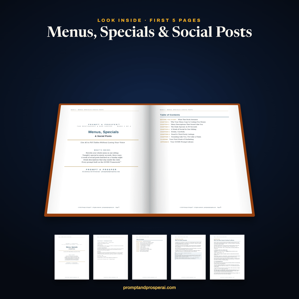 Menus, Specials & Social Posts: Use AI to Fill Tables Without Losing Your Voice