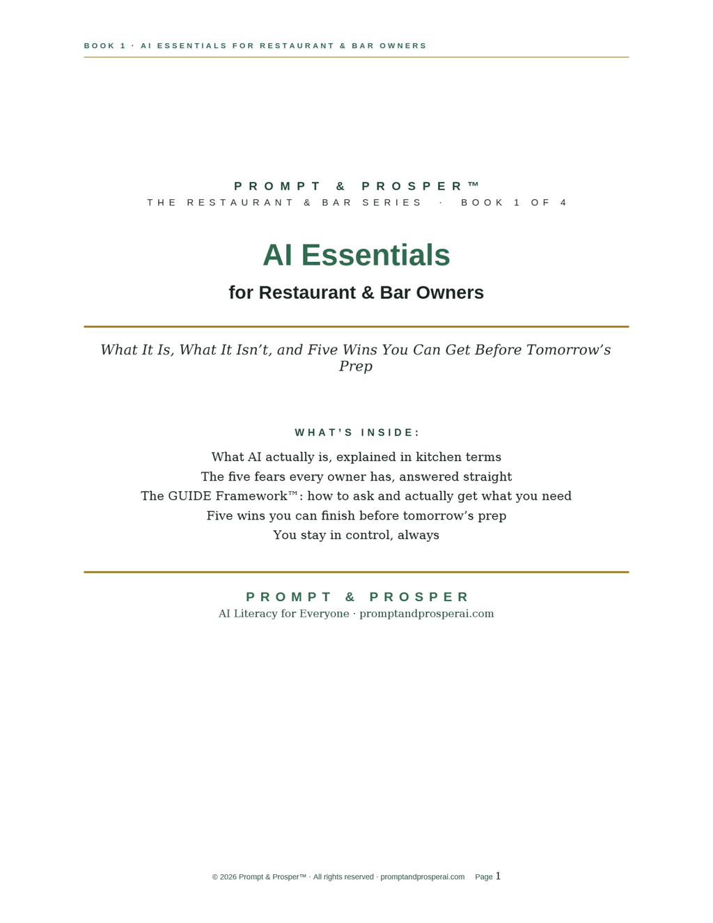 AI Essentials for Restaurant & Bar Owners: What It Is, What It Isn’t, and Five Wins You Can Get Before Tomorrow’s Prep