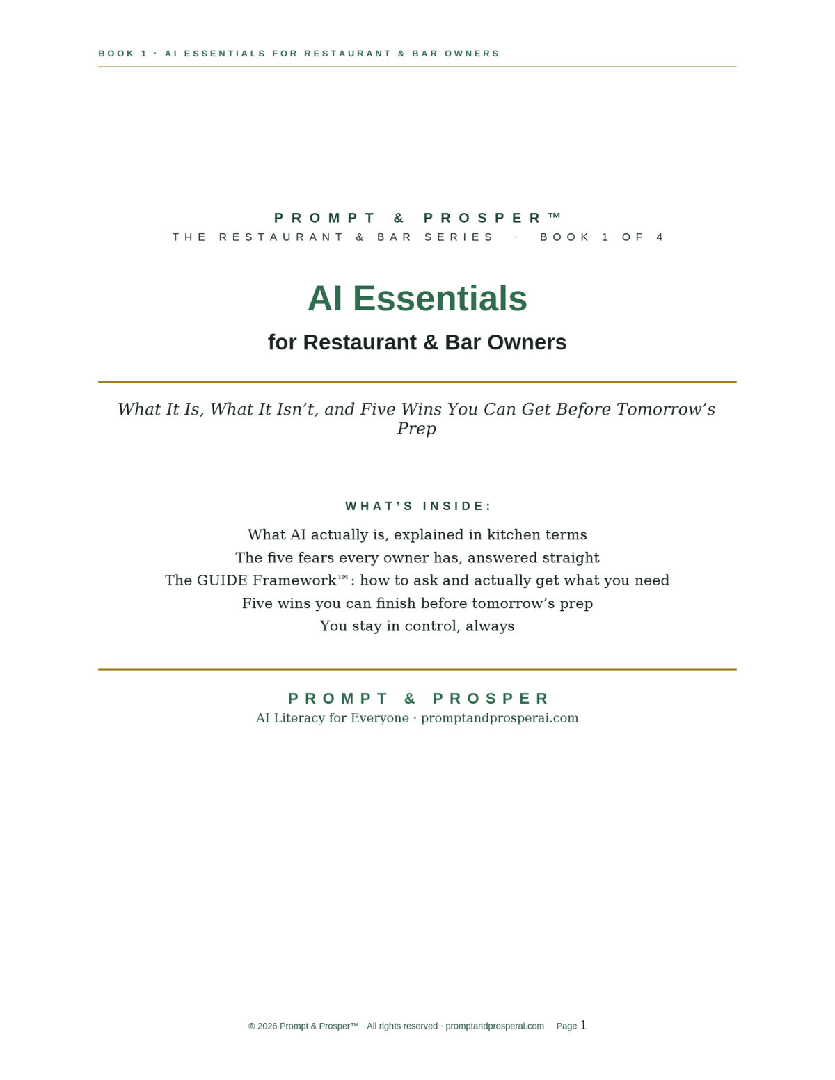 AI Essentials for Restaurant & Bar Owners: What It Is, What It Isn’t, and Five Wins You Can Get Before Tomorrow’s Prep