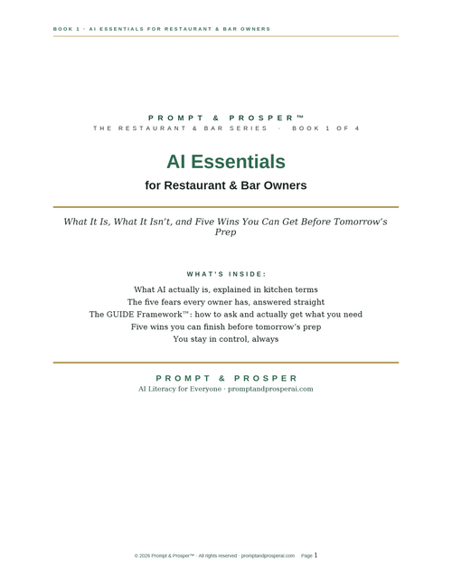 AI Essentials for Restaurant & Bar Owners: What It Is, What It Isn’t, and Five Wins You Can Get Before Tomorrow’s Prep