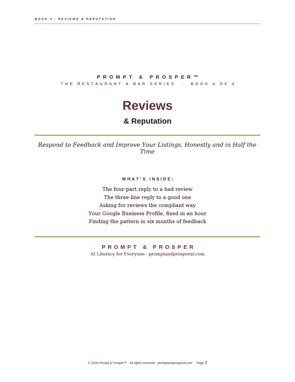 Reviews & Reputation: Respond to Feedback and Improve Your Listings, Honestly and in Half the Time