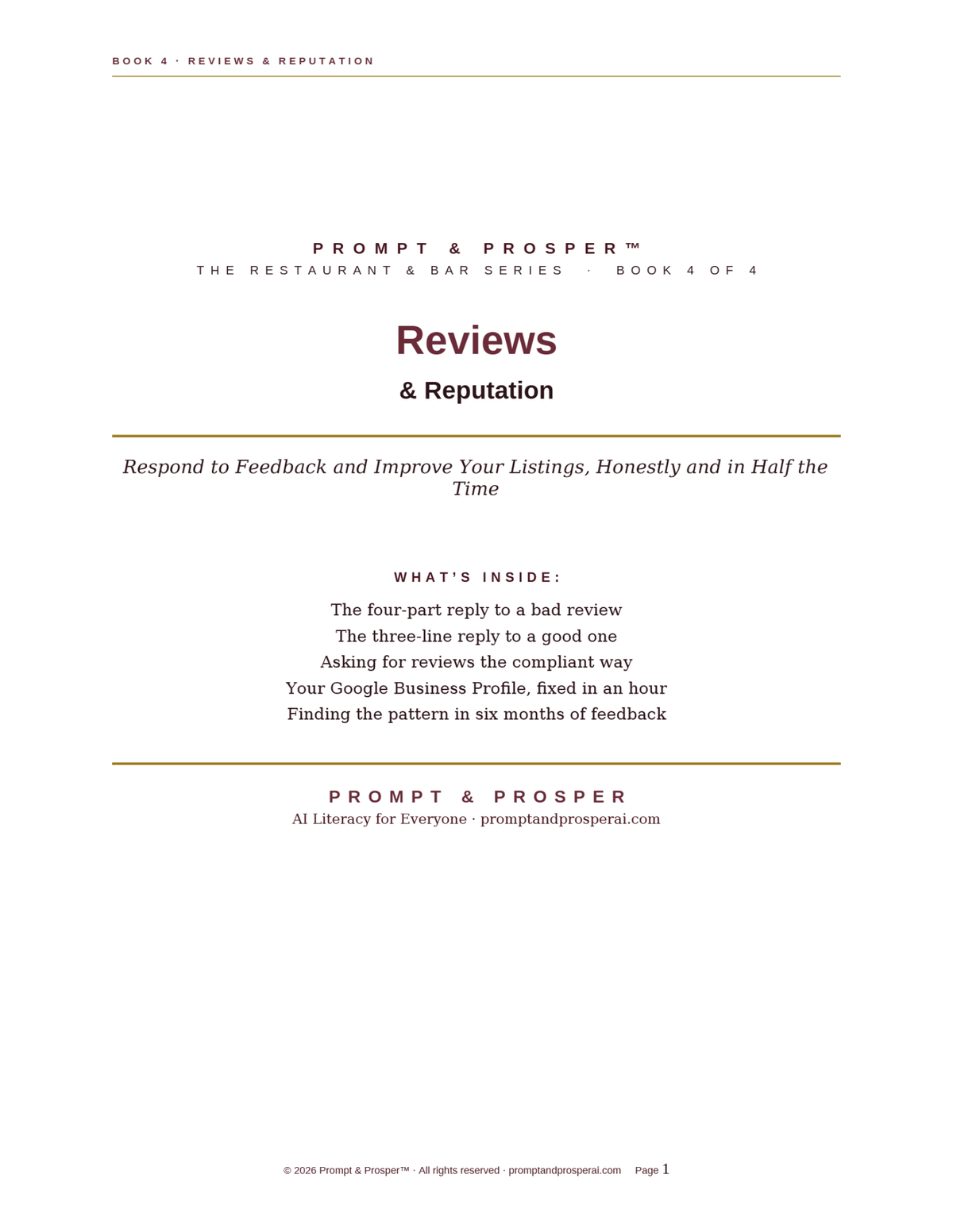 Reviews & Reputation: Respond to Feedback and Improve Your Listings, Honestly and in Half the Time